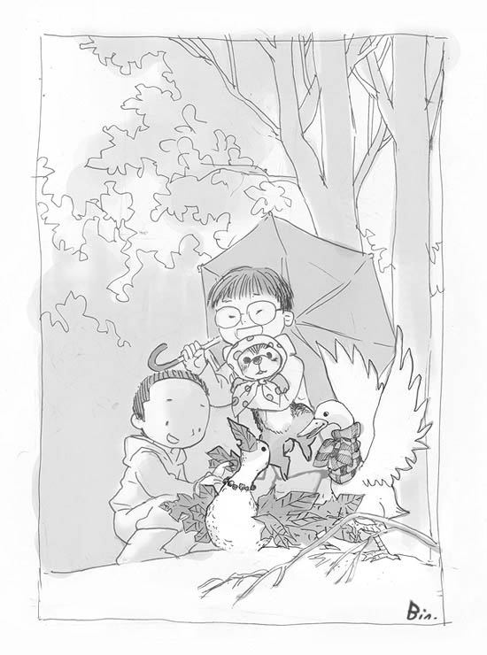 PS鼠绘精细的玩雪人的儿童插画3