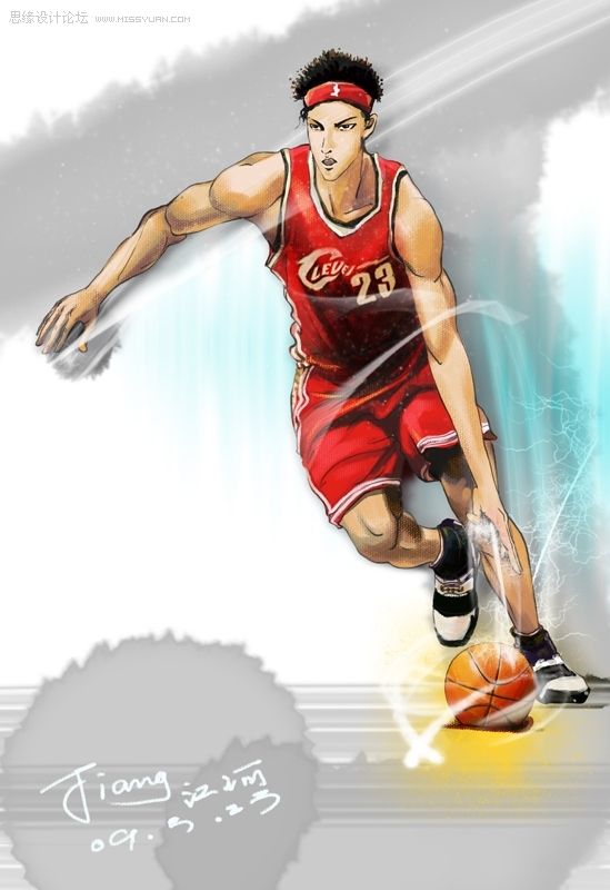 Photoshop手绘漫画篮球运动员1