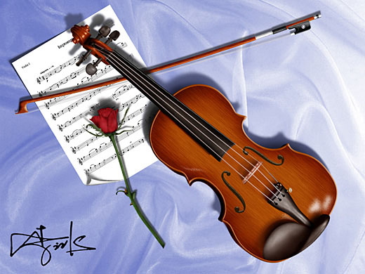 PS鼠绘逼真的红色小提琴1
