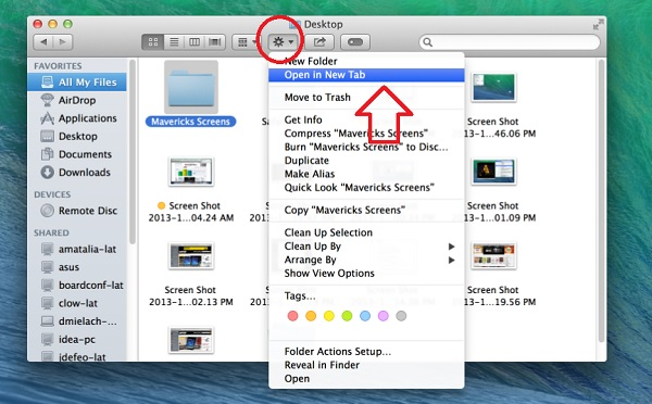 如何在OS X Mavericks的Finder打开不同标签_