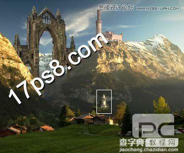 Photoshop合成山顶上巍峨城堡教程4
