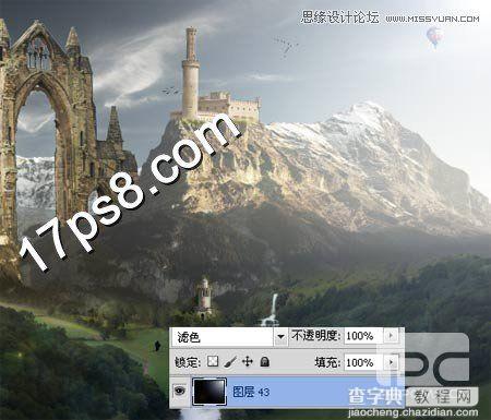 Photoshop合成山顶上巍峨城堡教程9