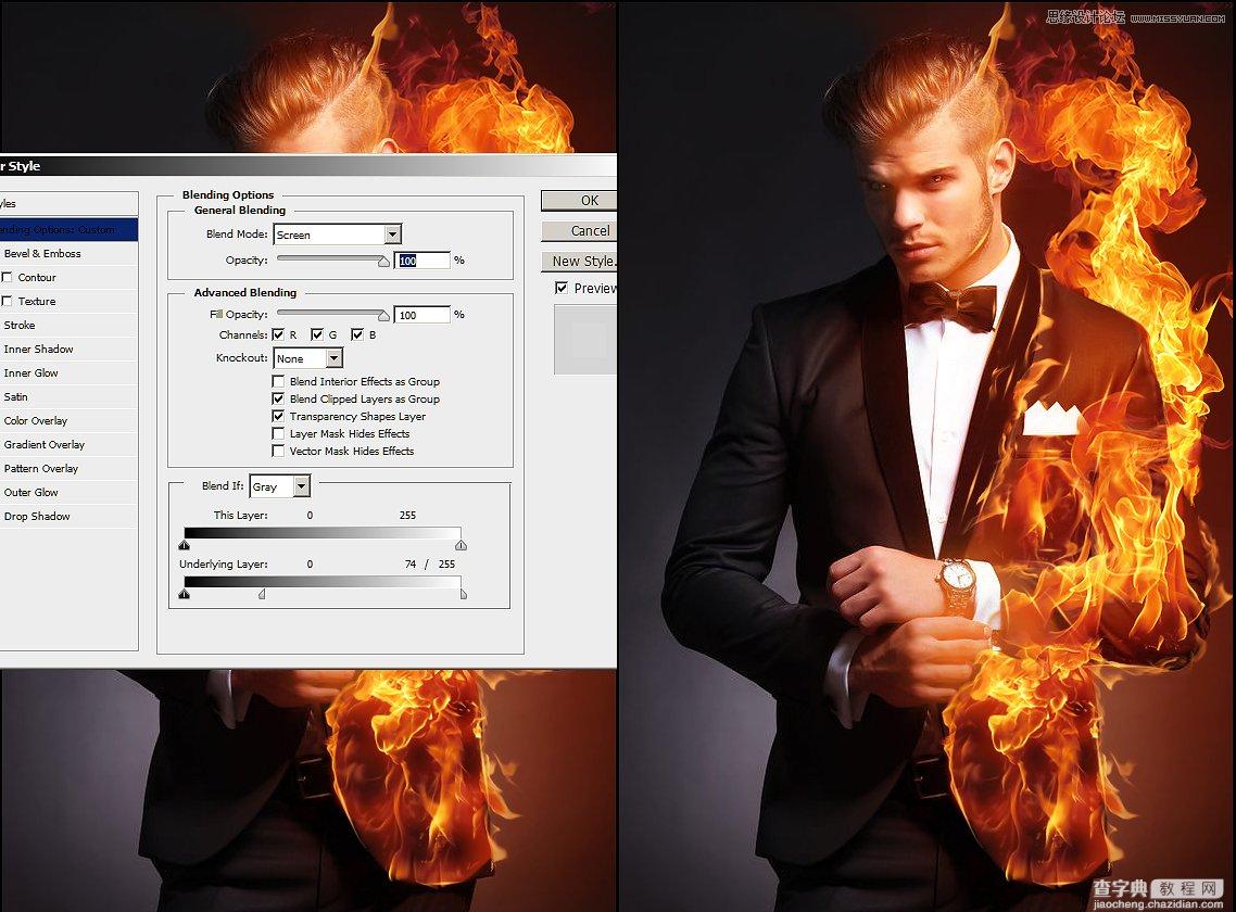 Photoshop绘制超酷的帅哥人像火焰燃烧效果18