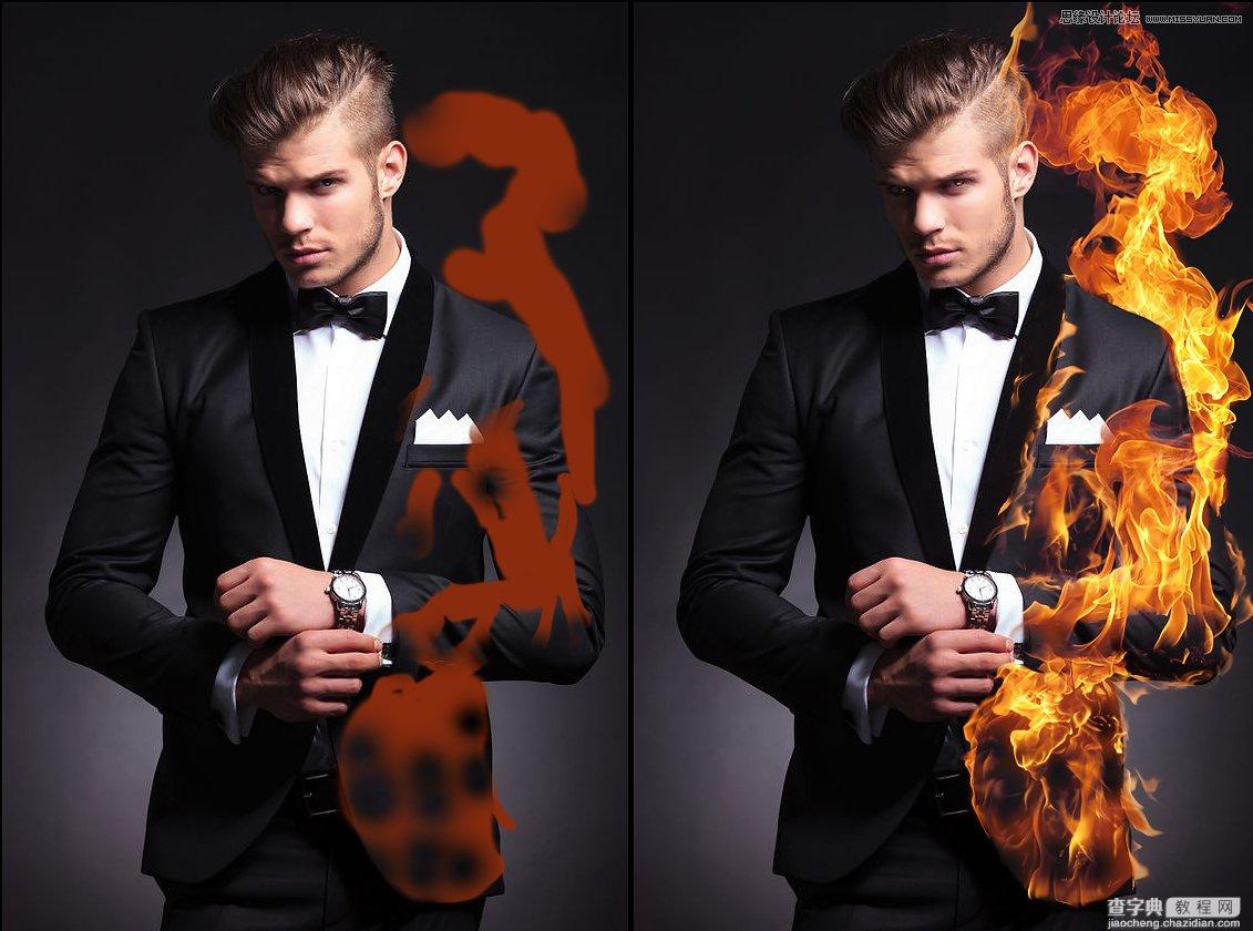 Photoshop绘制超酷的帅哥人像火焰燃烧效果10