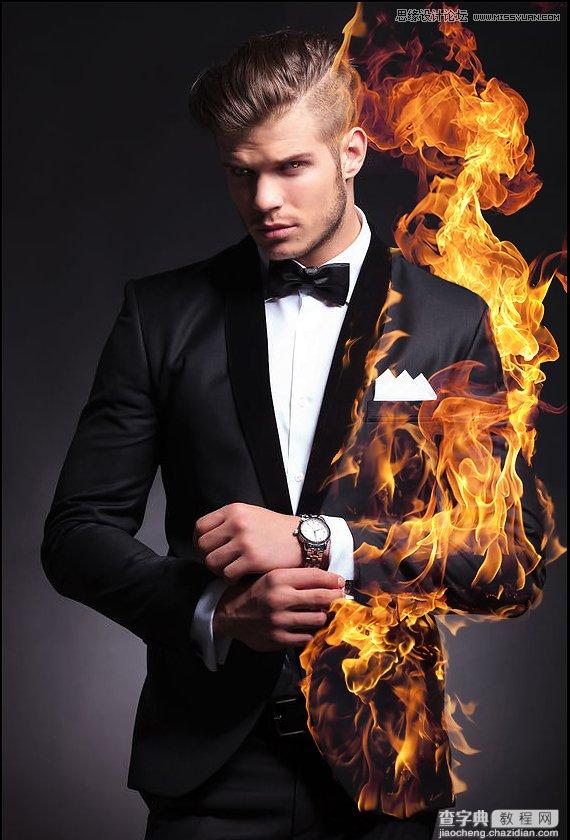 Photoshop绘制超酷的帅哥人像火焰燃烧效果9