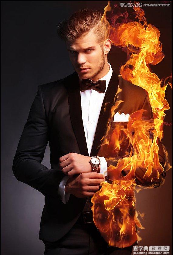 Photoshop绘制超酷的帅哥人像火焰燃烧效果12