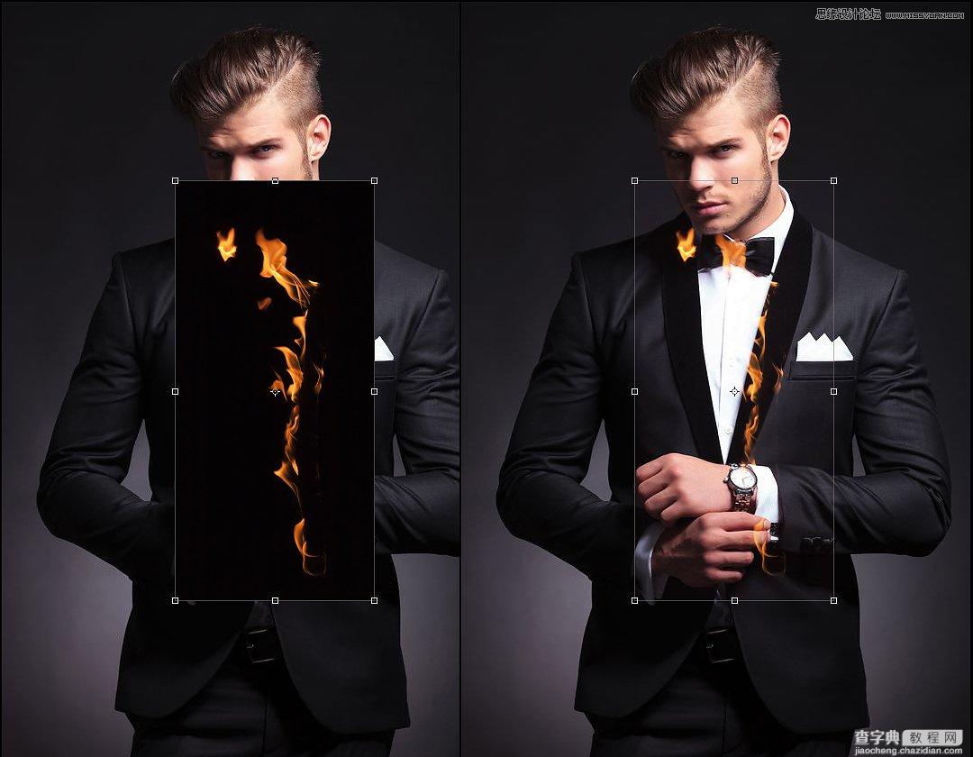 Photoshop绘制超酷的帅哥人像火焰燃烧效果3