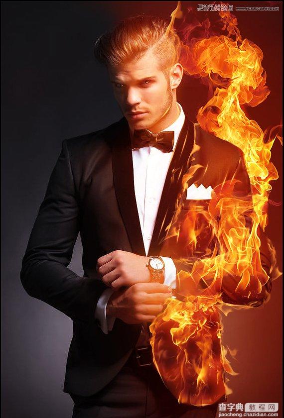 Photoshop绘制超酷的帅哥人像火焰燃烧效果19