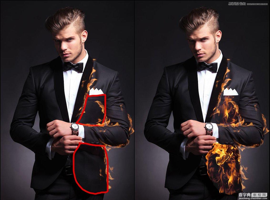 Photoshop绘制超酷的帅哥人像火焰燃烧效果7