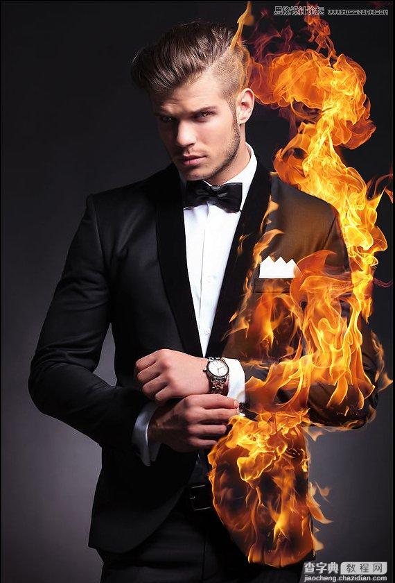 Photoshop绘制超酷的帅哥人像火焰燃烧效果11