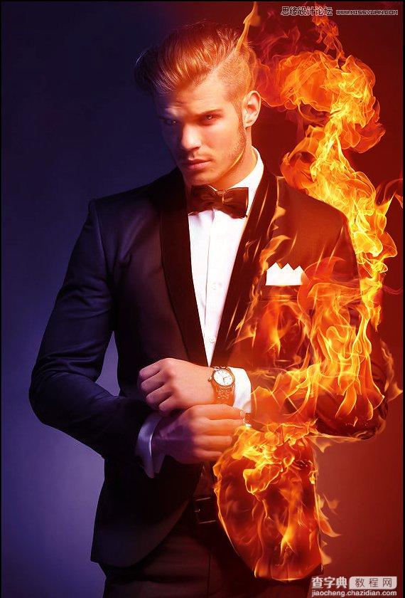 Photoshop绘制超酷的帅哥人像火焰燃烧效果21