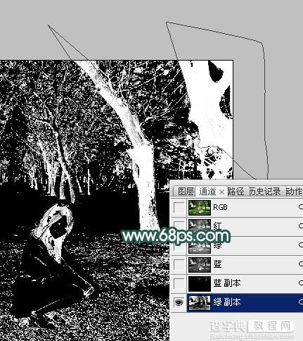 Photoshop给树林中的人物图片增加梦幻透射光束18