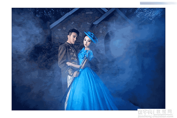 Photoshop调出唯美夜晚的蓝色梦幻婚纱照片16