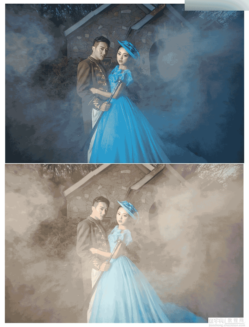 Photoshop调出唯美夜晚的蓝色梦幻婚纱照片6