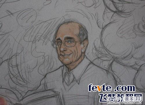 手绘插画：手绘一位老者坐在龙身上看书的过程8