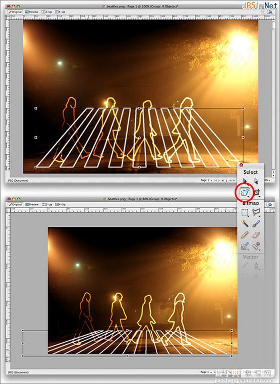 Fireworks制作出诡异人物轮廓光学涂鸦效果的图片实例教程9