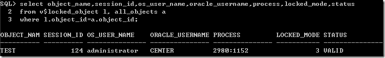 Oracle数据表中的死锁情况解决方法6