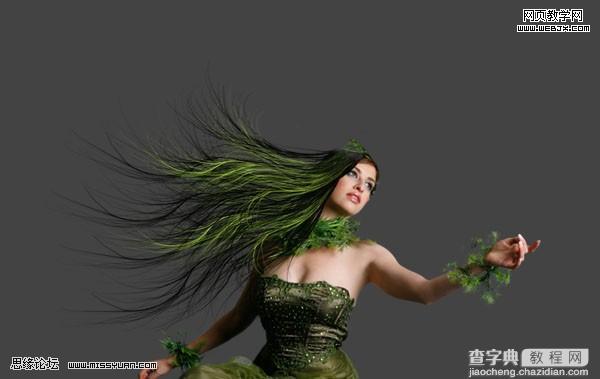 photoshop 创意合成教程 幽暗森林里的绿色魔女9