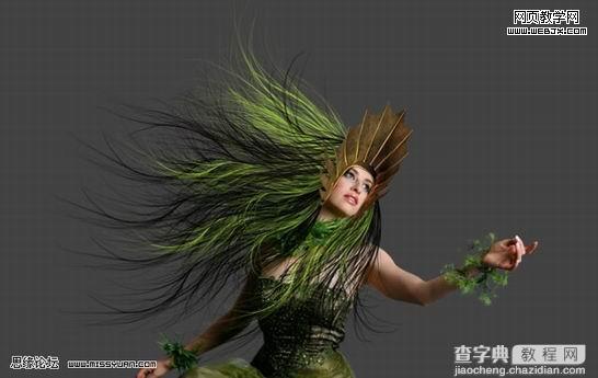 photoshop 创意合成教程 幽暗森林里的绿色魔女15