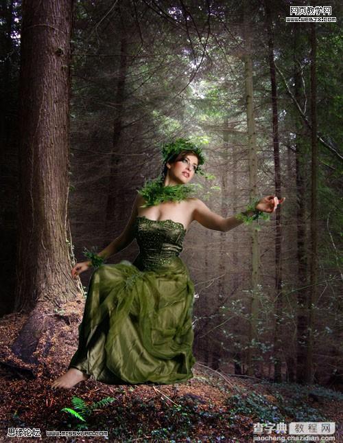 photoshop 创意合成教程 幽暗森林里的绿色魔女8