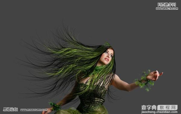 photoshop 创意合成教程 幽暗森林里的绿色魔女10