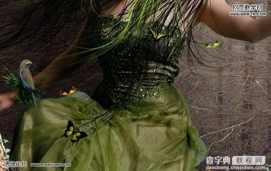 photoshop 创意合成教程 幽暗森林里的绿色魔女28