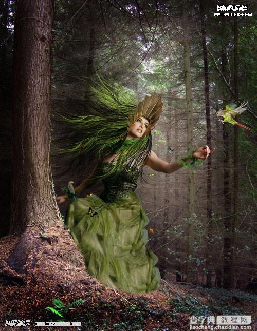 photoshop 创意合成教程 幽暗森林里的绿色魔女34