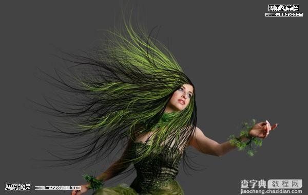 photoshop 创意合成教程 幽暗森林里的绿色魔女12