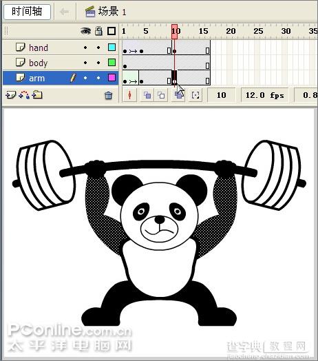 Flash实例教程：熊猫也能举重32