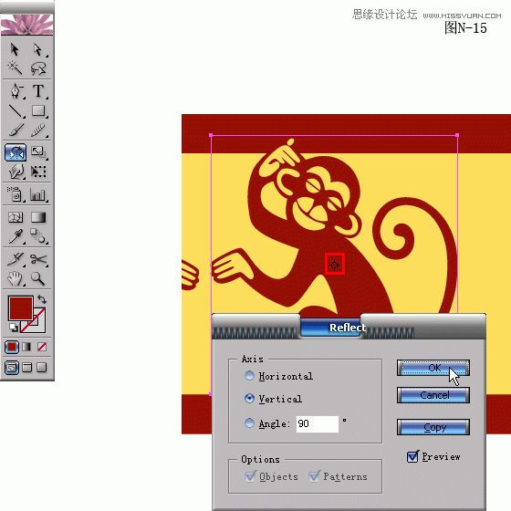 用Illustrator制作红色风格的2004猴年贺卡16