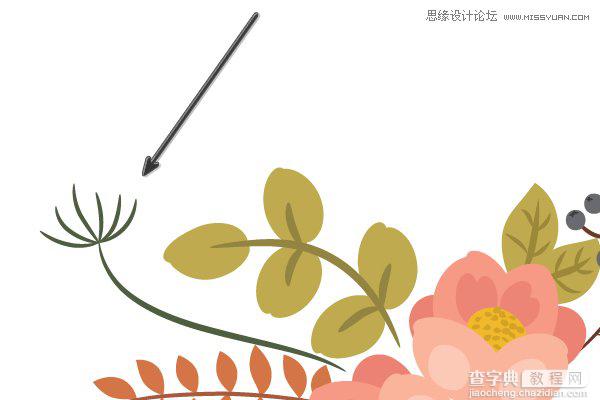 Illustrator画笔工具绘制漂亮复古典雅风格的花朵花藤教程11