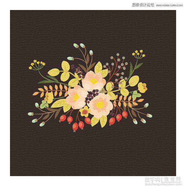 Illustrator画笔工具绘制漂亮复古典雅风格的花朵花藤教程1