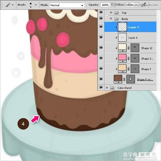 Photoshop绘制甜美精致的巧克力蛋糕教程32