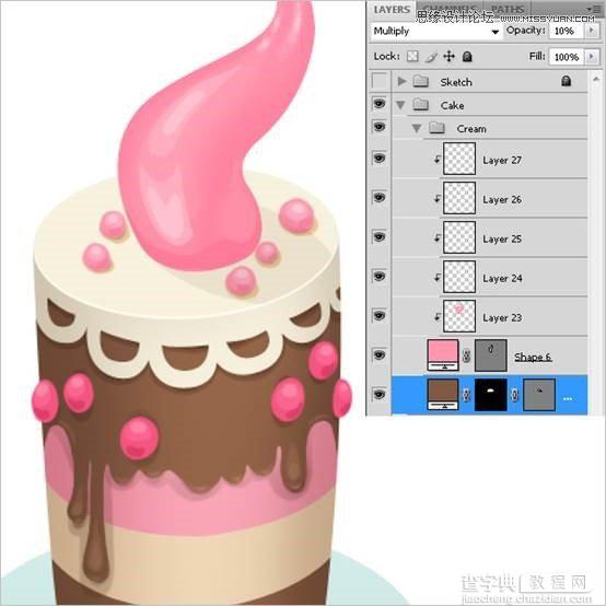 Photoshop绘制甜美精致的巧克力蛋糕教程46