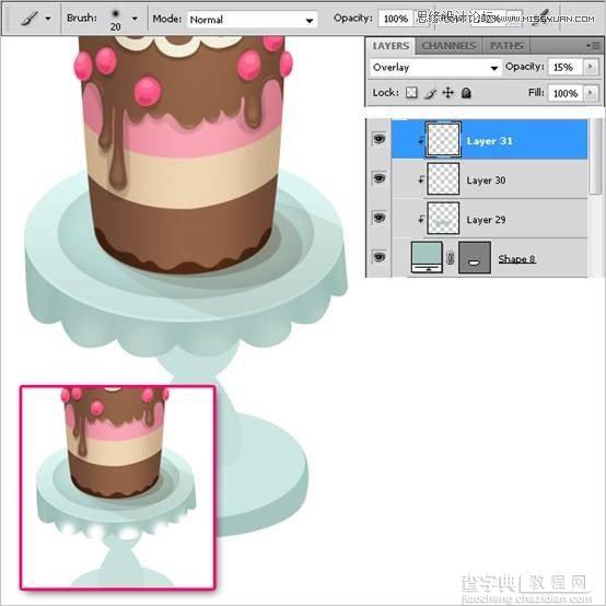 Photoshop绘制甜美精致的巧克力蛋糕教程55