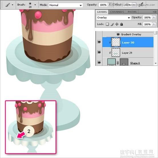 Photoshop绘制甜美精致的巧克力蛋糕教程54