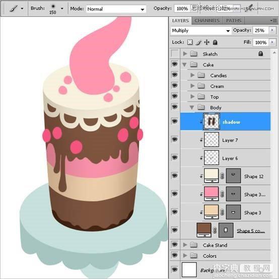 Photoshop绘制甜美精致的巧克力蛋糕教程33