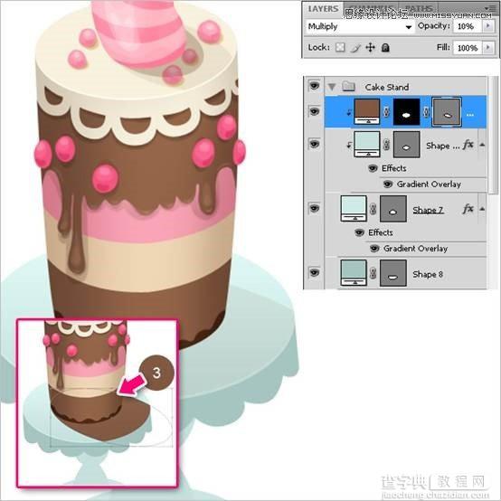 Photoshop绘制甜美精致的巧克力蛋糕教程50