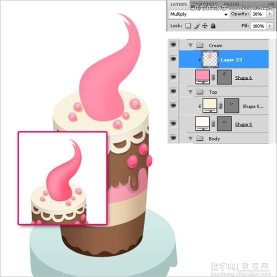 Photoshop绘制甜美精致的巧克力蛋糕教程42