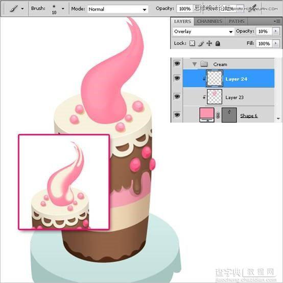 Photoshop绘制甜美精致的巧克力蛋糕教程43