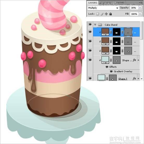 Photoshop绘制甜美精致的巧克力蛋糕教程51