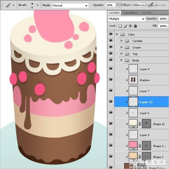 Photoshop绘制甜美精致的巧克力蛋糕教程35