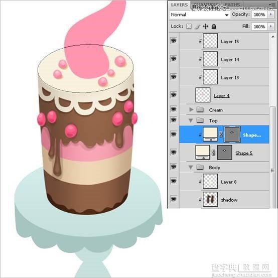 Photoshop绘制甜美精致的巧克力蛋糕教程40