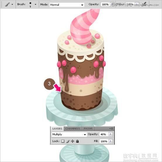 Photoshop绘制甜美精致的巧克力蛋糕教程71