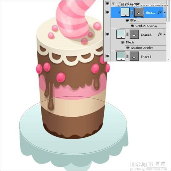 Photoshop绘制甜美精致的巧克力蛋糕教程49