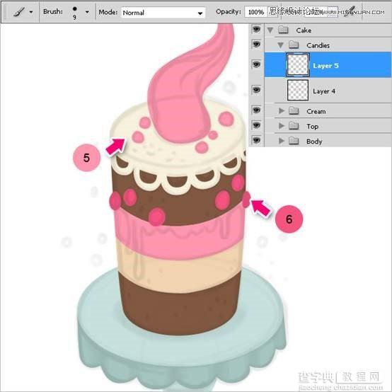Photoshop绘制甜美精致的巧克力蛋糕教程30