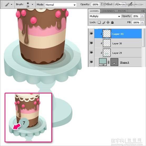 Photoshop绘制甜美精致的巧克力蛋糕教程56