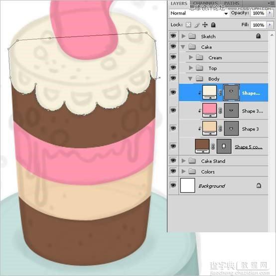 Photoshop绘制甜美精致的巧克力蛋糕教程27