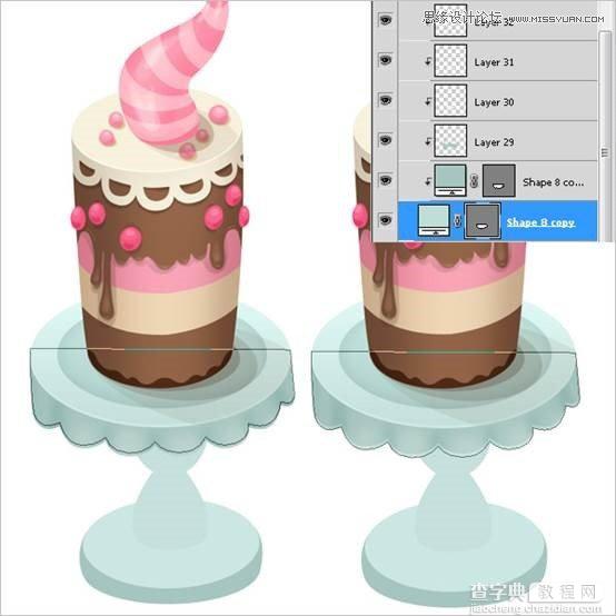 Photoshop绘制甜美精致的巧克力蛋糕教程57