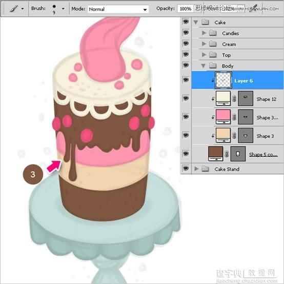 Photoshop绘制甜美精致的巧克力蛋糕教程31